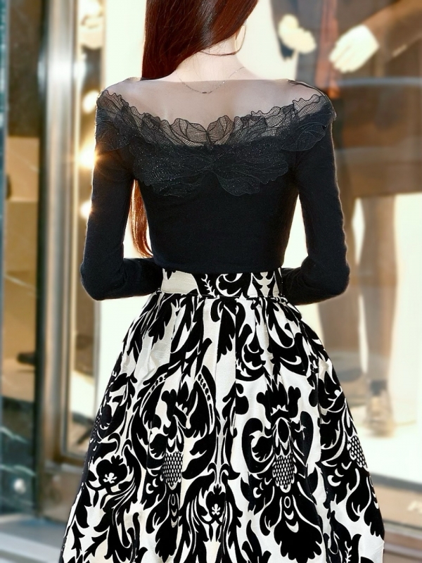 スワンリーフデコルテシアーニットBLACK 商品イメージ4