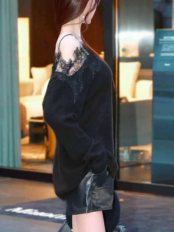 フローラルレースオーバーニットBLACK 商品イメージ4