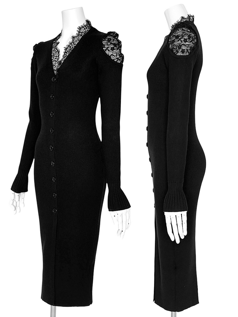 クチュールレースリブニットワンピースBLACK スタイリングイメージ2