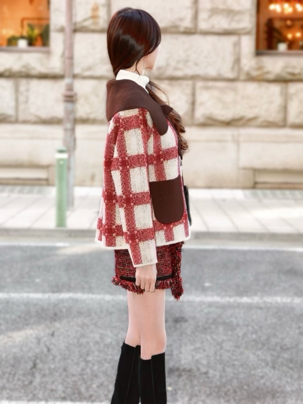 ビッグカラーリボンチェックブルゾンBORDEAUX 商品イメージ3