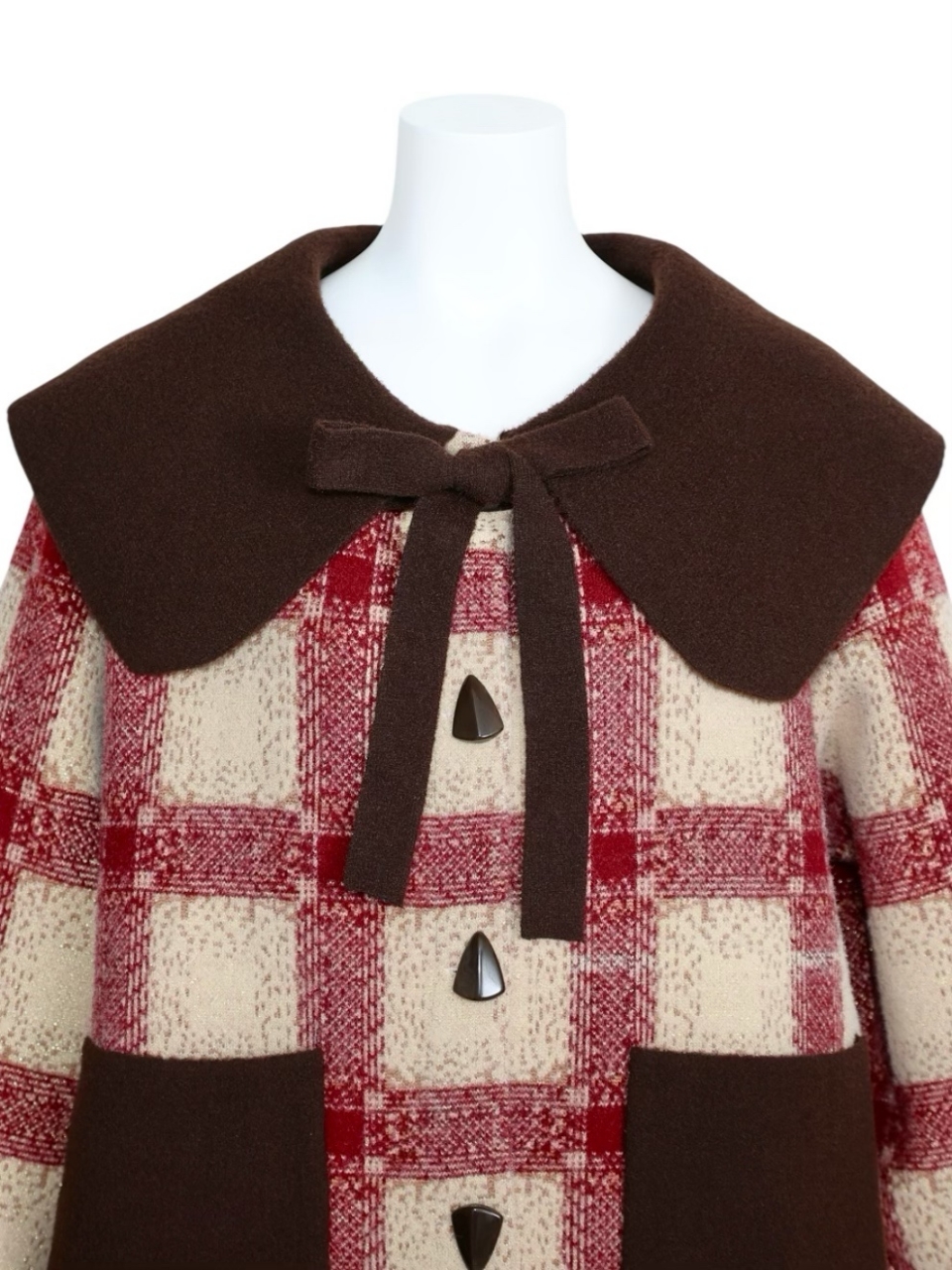 ビッグカラーリボンチェックブルゾンBORDEAUX スタイリングイメージ3