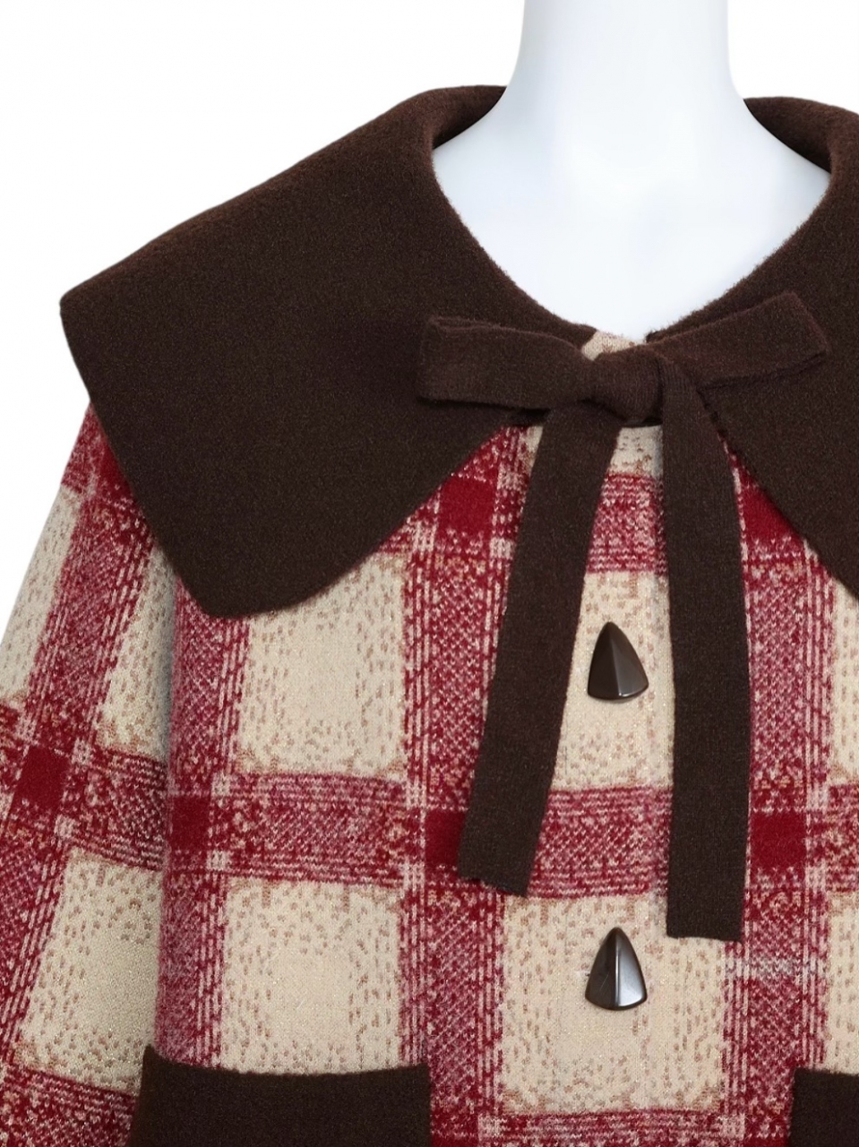 ビッグカラーリボンチェックブルゾンBORDEAUX スタイリングイメージ4