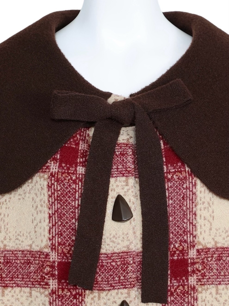 ビッグカラーリボンチェックブルゾンBORDEAUX スタイリングイメージ5