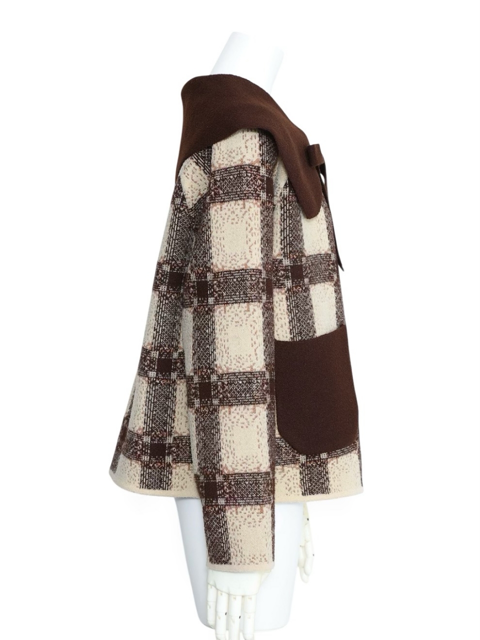 ビッグカラーリボンチェックブルゾンBROWN スタイリングイメージ2