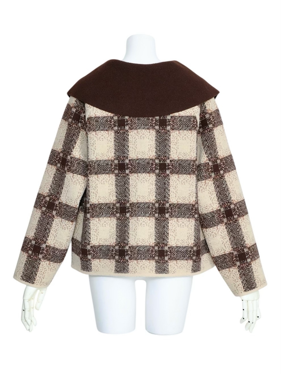 ビッグカラーリボンチェックブルゾンBROWN スタイリングイメージ3