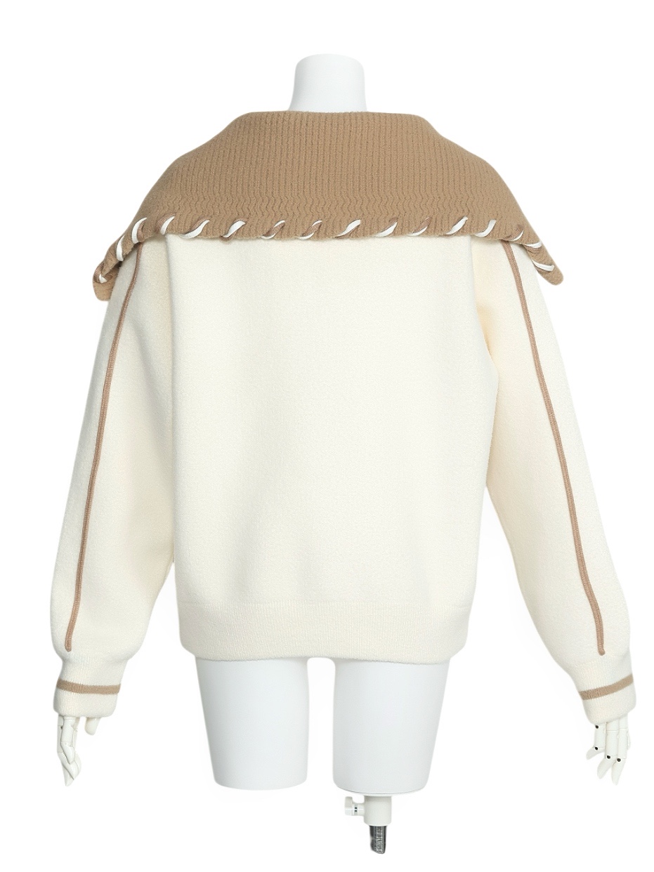 ケープカラーパイピングブルゾンIVORY スタイリングイメージ3