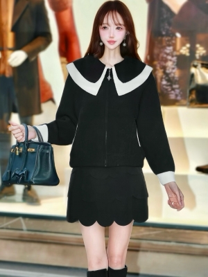 バイカラークロエブルゾンBLACK