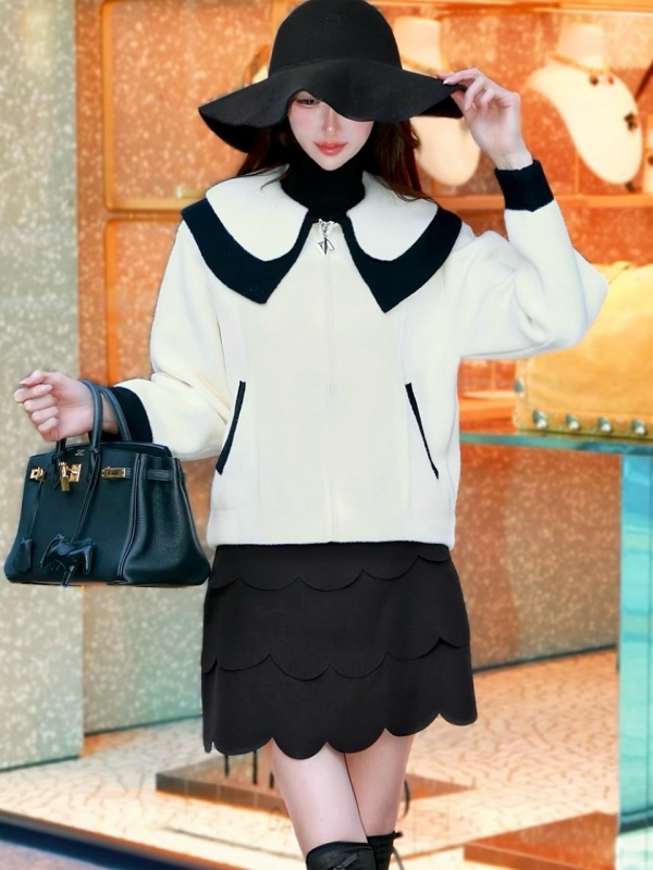 バイカラークロエブルゾンIVORY