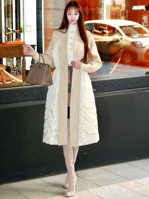 キルティングダウンニットコートCREAM