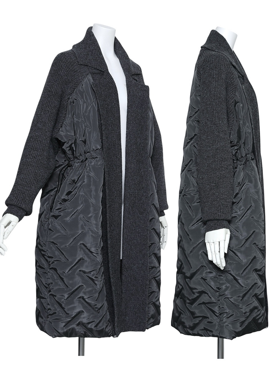 キルティングダウンニットコートGRAY スタイリングイメージ2