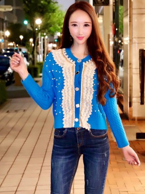 デコラティブWOOLカーディガンBLUE