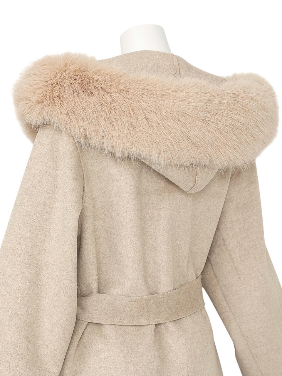 ☆再販予約31日23時迄☆襟ファーカシミア混ウール100%ロングコートSANDBEIGE スタイリングイメージ6