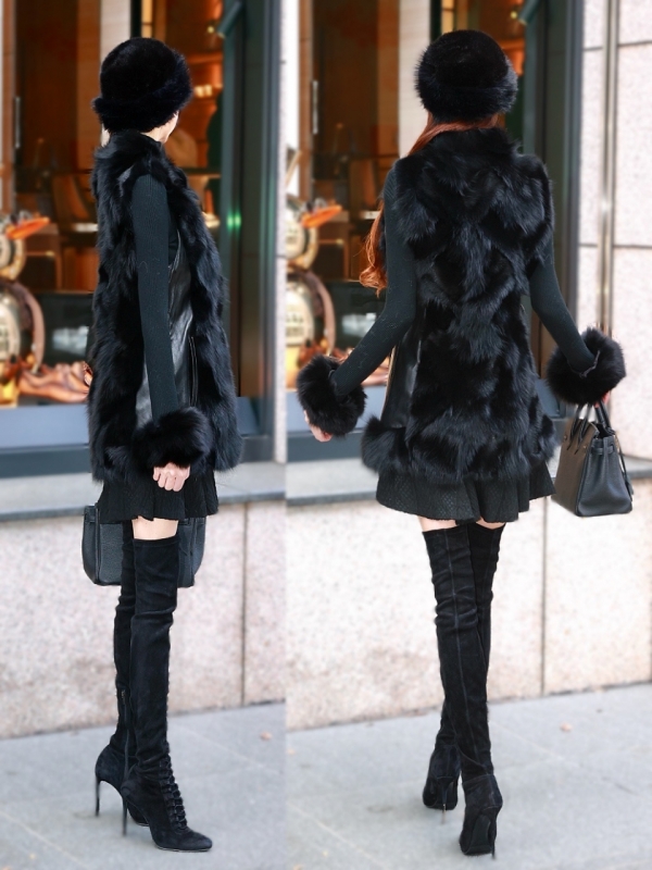 ☆再販予約31日23時迄☆Real  Fox Fur ベルト付き本革ジレ 商品イメージ4