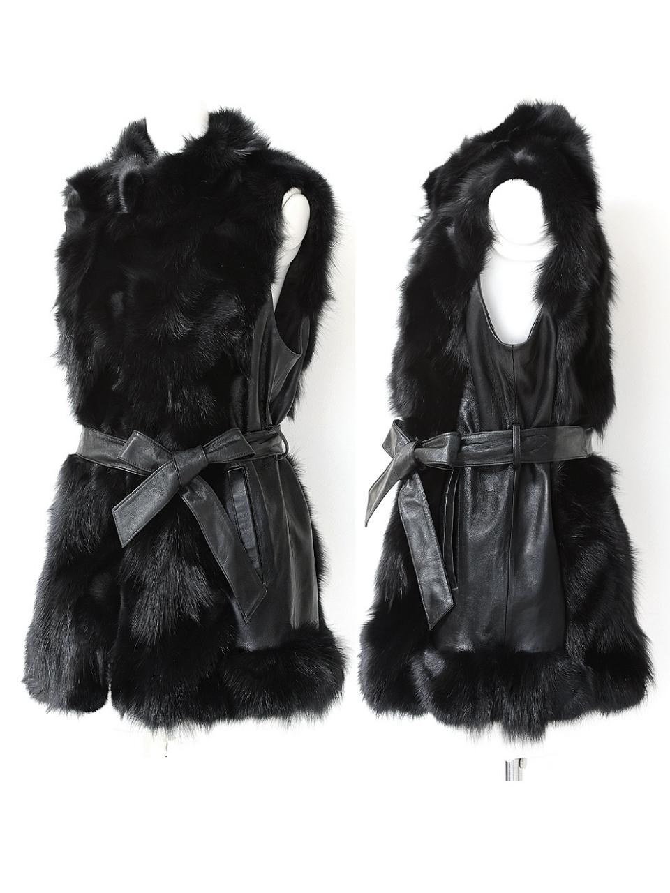 ☆再販予約31日23時迄☆Real  Fox Fur ベルト付き本革ジレ スタイリングイメージ2