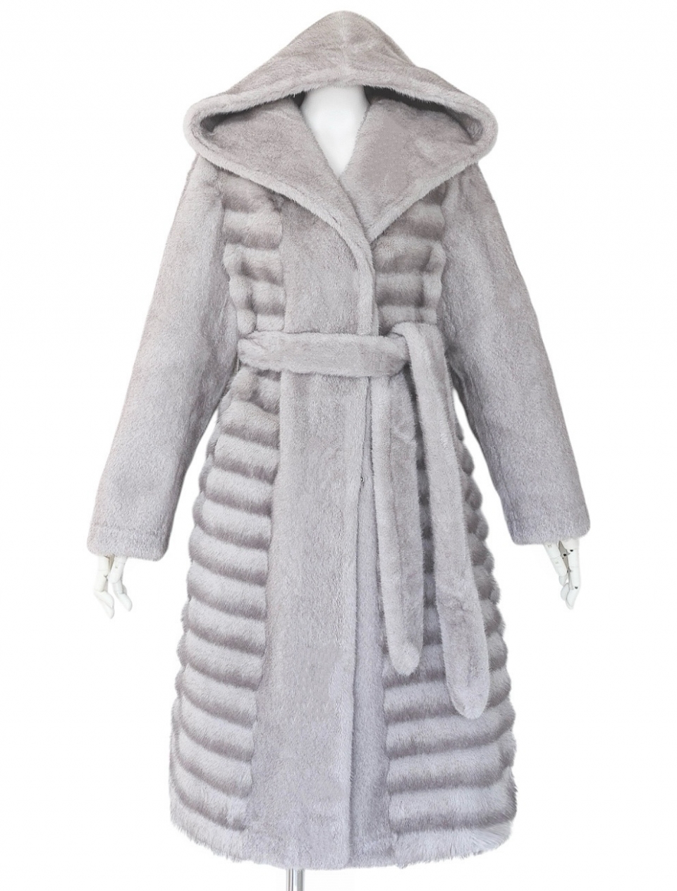 ☆再販予約31日23時迄☆LADYフェイクチンチラミンクファームートンコートGRAY スタイリングイメージ1