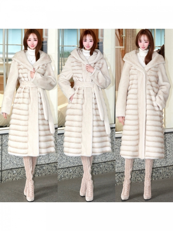 ☆再販予約31日23時迄☆LADYフェイクチンチラミンクファームートンコートIVORY 商品イメージ3