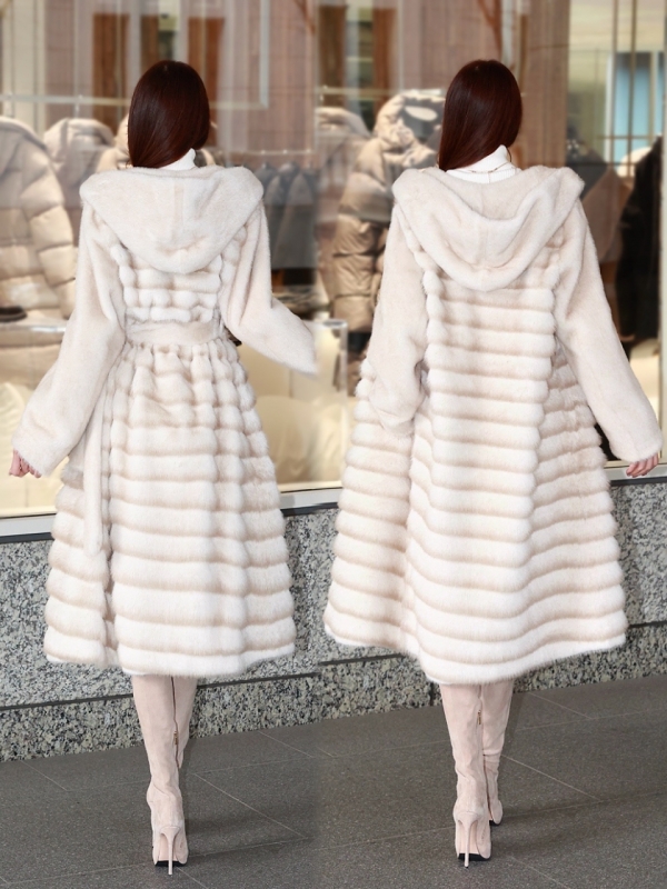 ☆再販予約31日23時迄☆LADYフェイクチンチラミンクファームートンコートIVORY 商品イメージ6