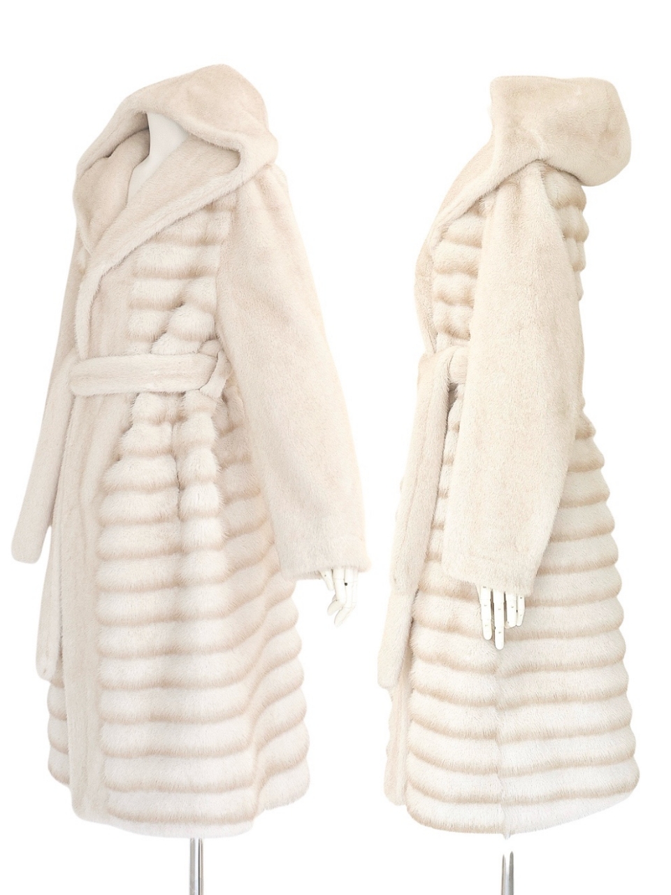 ☆再販予約31日23時迄☆LADYフェイクチンチラミンクファームートンコートIVORY スタイリングイメージ2