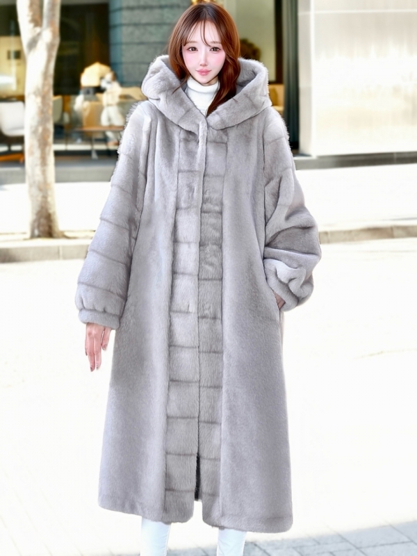 Grayフェイクミンクムートンコート 商品イメージ3