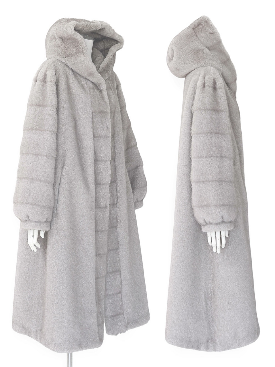 Grayフェイクミンクムートンコート スタイリングイメージ2