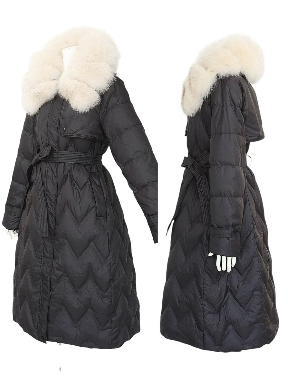 ☆再販予約31日23時迄☆Real Fox For フローラグースダウンロングコートBLACK スタイリングイメージ2
