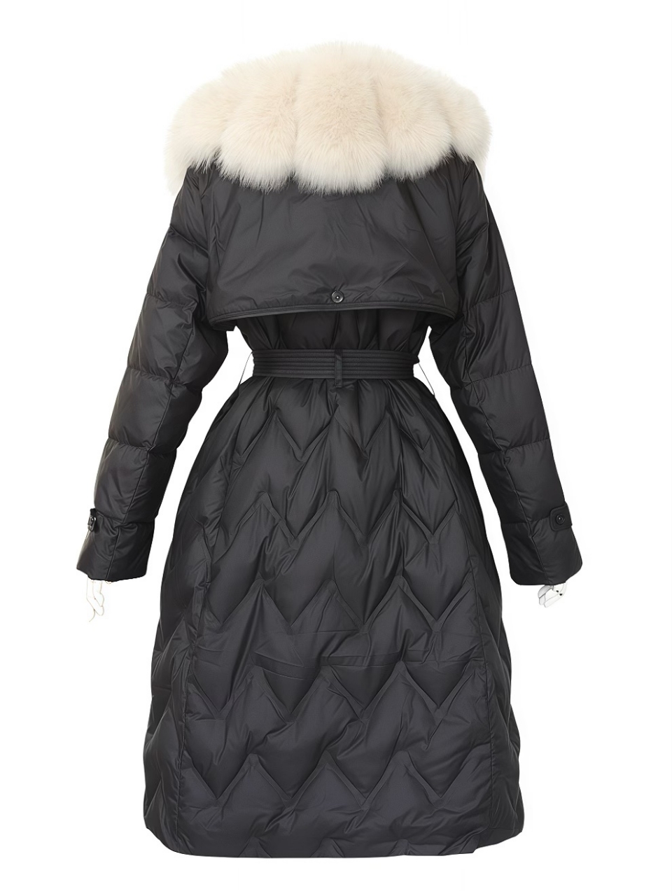 ☆再販予約31日23時迄☆Real Fox For フローラグースダウンロングコートBLACK スタイリングイメージ3