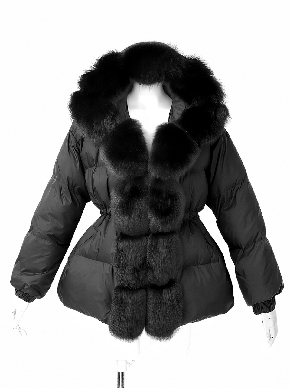 Real Fox For ボンボングースダウンロングコートBLACK スタイリングイメージ1