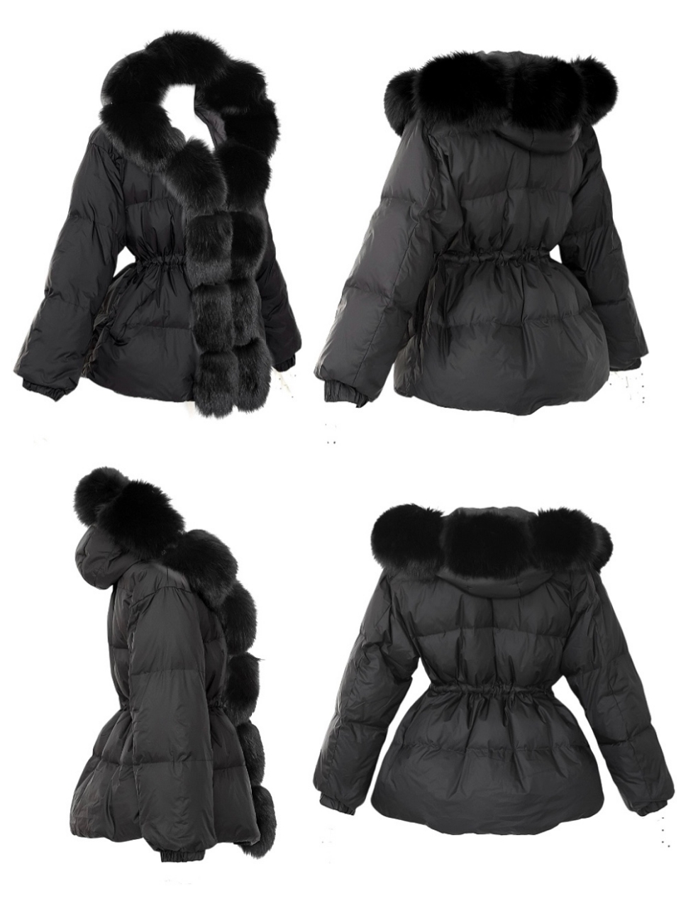 Real Fox For ボンボングースダウンロングコートBLACK スタイリングイメージ3