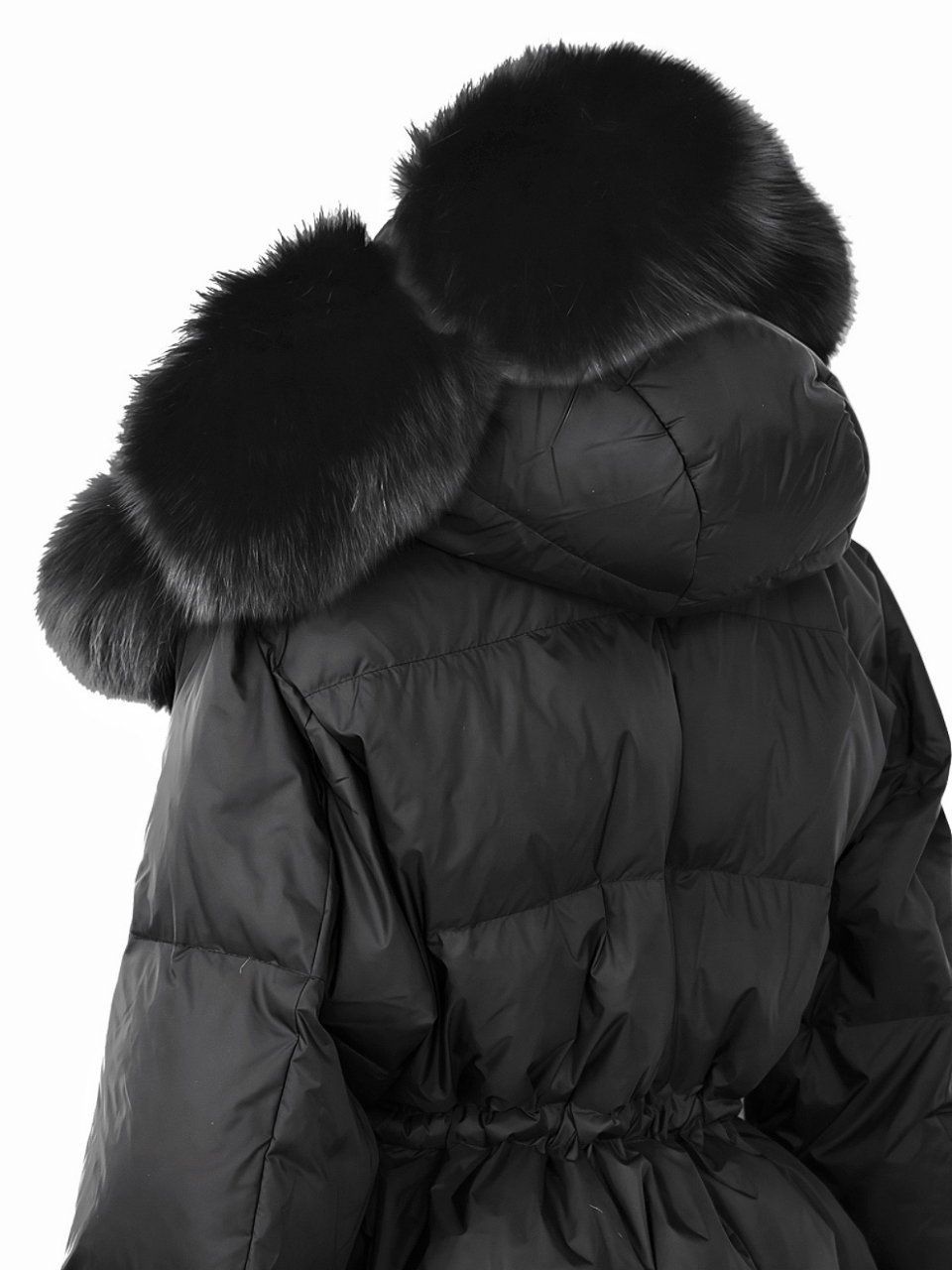 Real Fox For ボンボングースダウンロングコートBLACK スタイリングイメージ6